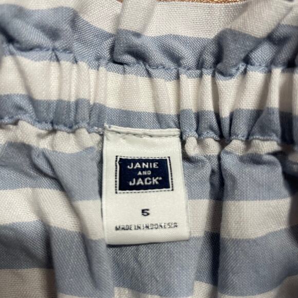 Janie & Jack Girls Blue White Striped Off Shoulder Summer Dress Size 5 - Picture 5 of 6